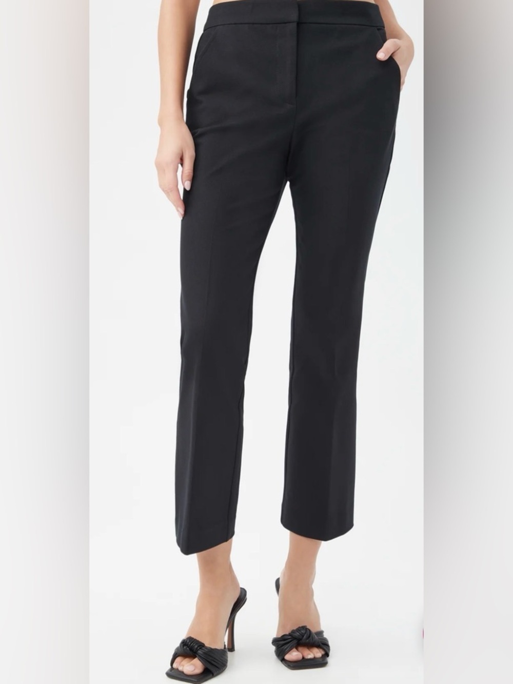 Trina Turk Black Dress Pants Ponte Straight Ankle Trousers Chic Workwear Size 6